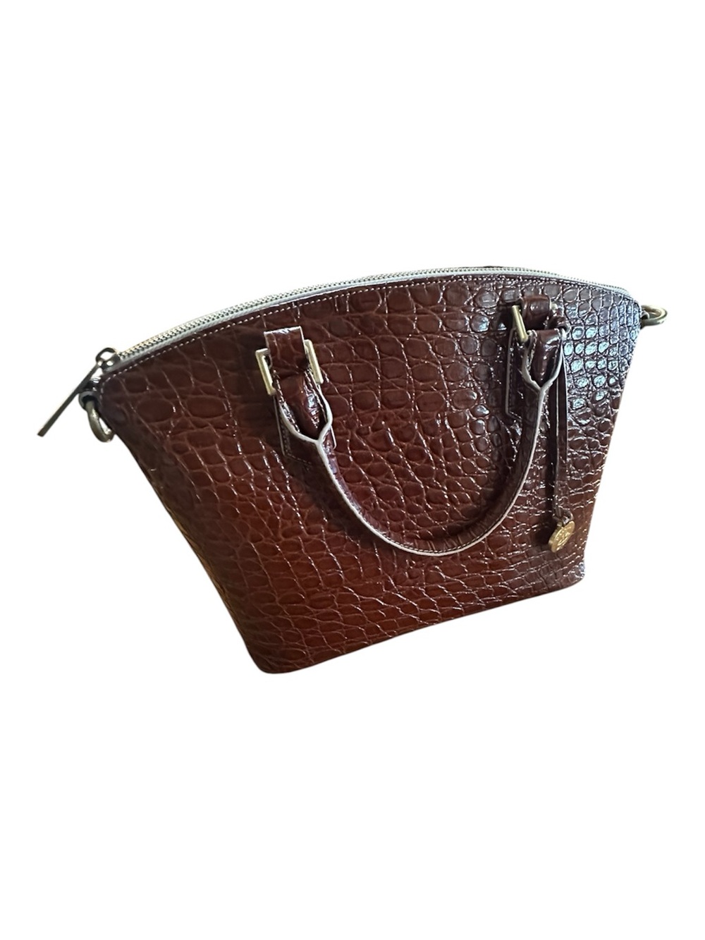 Brahmin Brown Croc-Embossed Satchel **READ**